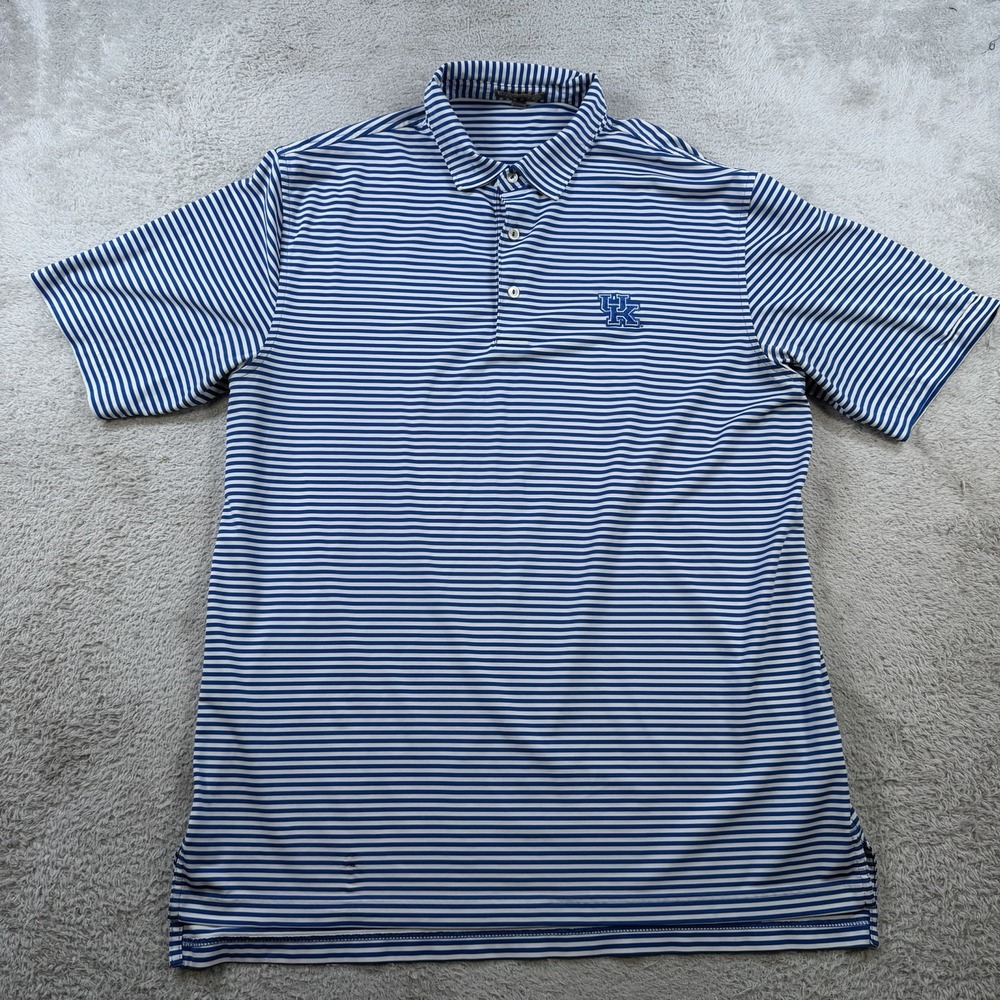 Peter Millar Kentucky Wildcats Polo Mens Large Blue Summer Comfort Golf Striped